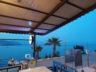Finike Waffle Mavi Beyaz Kafe